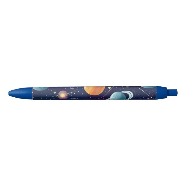 Blue Orange Galactic Planets Scifi Fantasy Pen (Front)