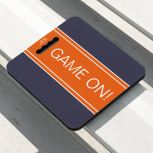 Blue Orange GAME ON Quote Monogram Stadium Sports Seat Cushion