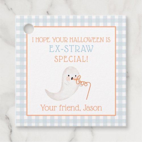 Blue Orange Ghost Ek_straw Halloween Straw Kids Favor Tags