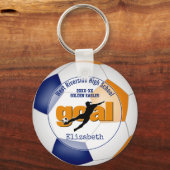 blue orange girls soccer goal team spirit sports keychain (Front)