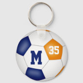blue orange girls soccer goal team spirit sports keychain (Back)