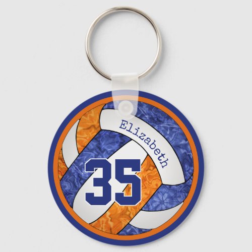 blue orange girls volleyball team custom gifts keychain