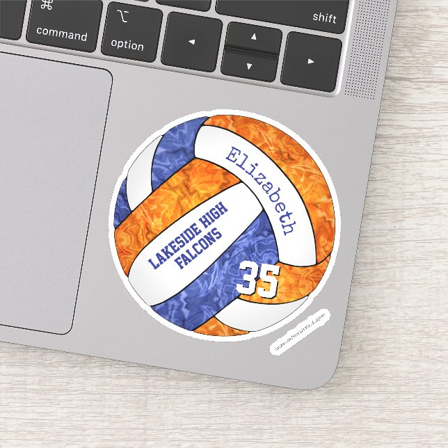 blue orange girls volleyball w school mascot name sticker (Detail)