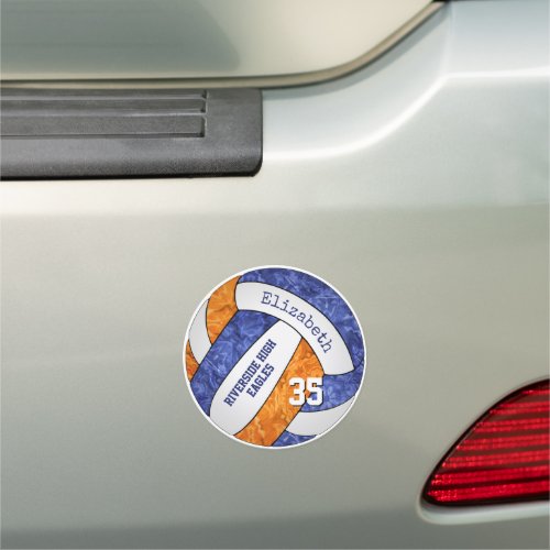 blue orange girly volleyball team colors locker or car magnet