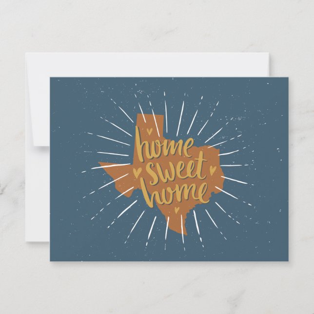 Blue Orange Gold Home Sweet Home - Texas Note Card (Front)
