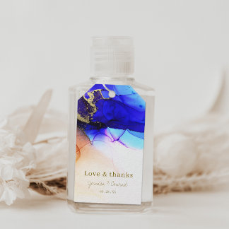 Blue Orange Gold Named Wedding Favor Gift Tags