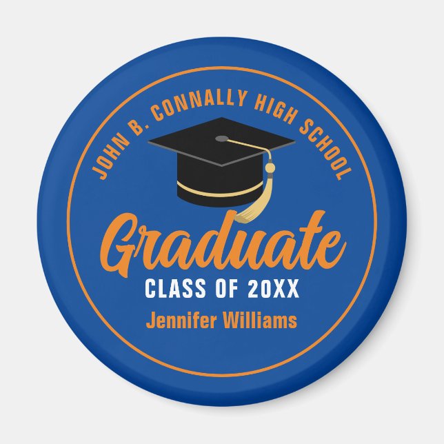 Blue Orange Graduate Custom 2025 Graduation Party Magnet (Front)
