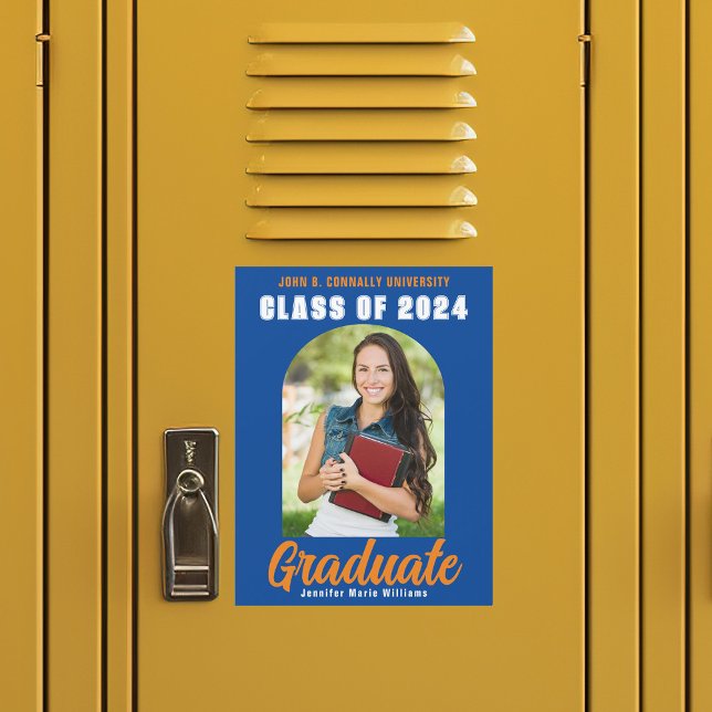 Blue Orange Graduate Photo 2026 Graduation Magnet (Creator Uploaded)
