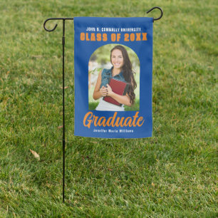 Blue Orange Graduate Photo Arch Graduation Party Garden Flag