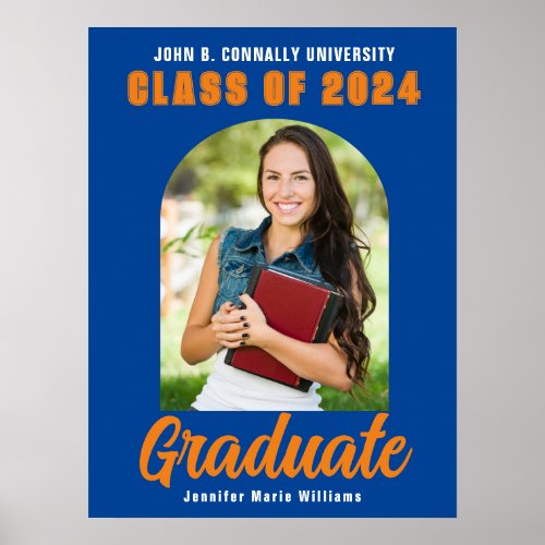 Blue Orange Graduate Photo Arch Graduation Party Poster