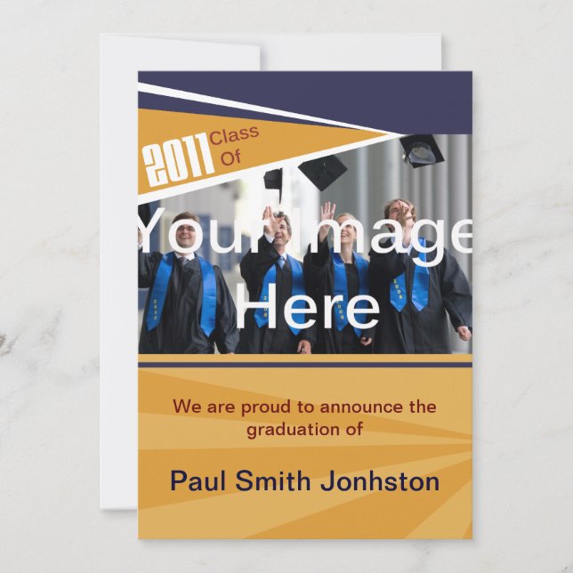 Blue & Orange Graduation Announcement (Front)