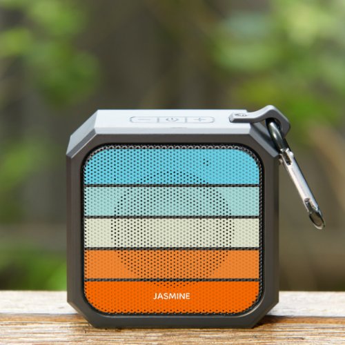 Blue Orange Green Color Block Stripes With Name Bluetooth Speaker