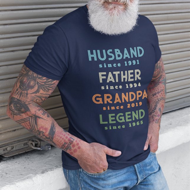 Blue Orange Green Husband Father Grandpa Legend T-Shirt (Creator Uploaded)