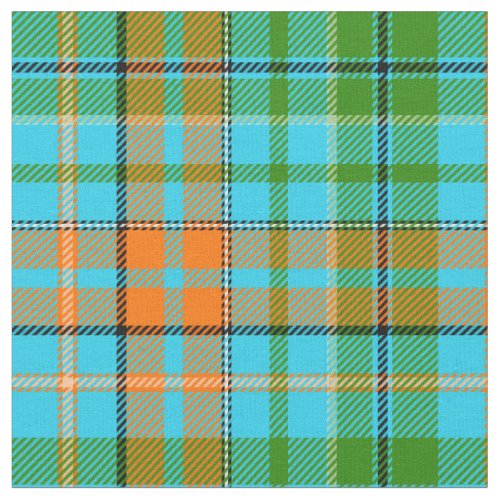 Blue Orange Green Plaid Tartan Design Fabric