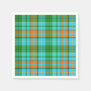 Blue Orange Green Plaid Tartan Design Napkins