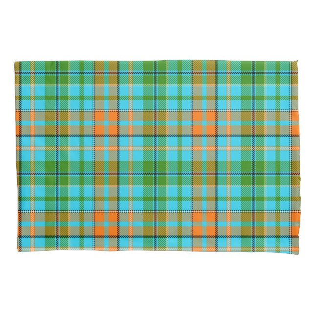 Blue Orange Green Plaid Tartan Design  Pillow Case (Front)