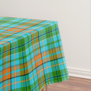 Blue Orange Green Plaid Tartan Design  Tablecloth