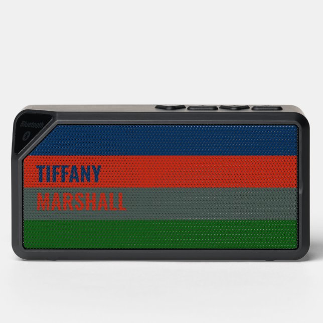 Blue Orange Green Stripes Pattern Personalized Bluetooth Speaker (Front)