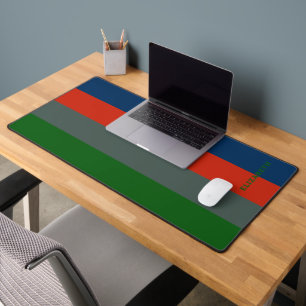 Blue Orange Green Stripes Pattern Personalized Desk Mat