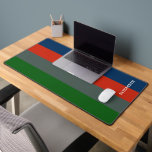 Blue Orange Green Stripes Pattern Personalized Desk Mat<br><div class="desc">Brighten up your workspace with the Blue, Orange, and Green Stripes Pattern Personalized Desk Mat. Featuring a bold and colorful striped design, this mat provides a smooth surface for your keyboard and mouse while adding a modern touch to your desk. Customize it with a name for a unique and personal...</div>