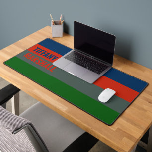 Blue Orange Green Stripes Pattern Personalized Desk Mat