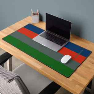 Blue Orange Green Stripes Pattern Personalized Desk Mat