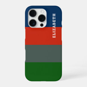 Blue Orange Green Stripes Pattern Personalized iPhone 16 Pro Case