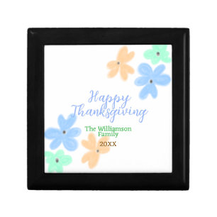 Blue orange green watercolor flower winterThanks Gift Box