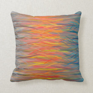 Blue Orange Grey Abstract Art Painting 6 Throw Pillow