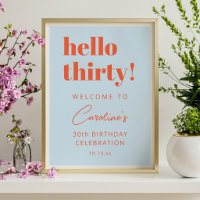 Blue Orange Hello Thirty 30th Birthday Welcome