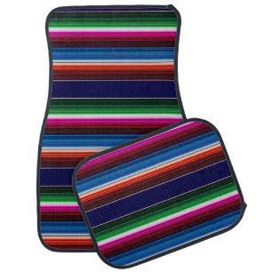 Blue, Orange, Hot Pink, Green Mexican Sarape Car Floor Mat