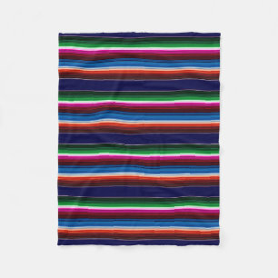 Blue, Orange, Hot Pink, Green Mexican Sarape Fleece Blanket