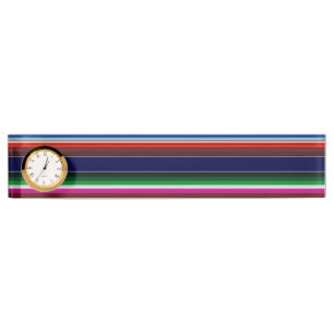 Blue, Orange, Hot Pink, Green Mexican Sarape Name Plate