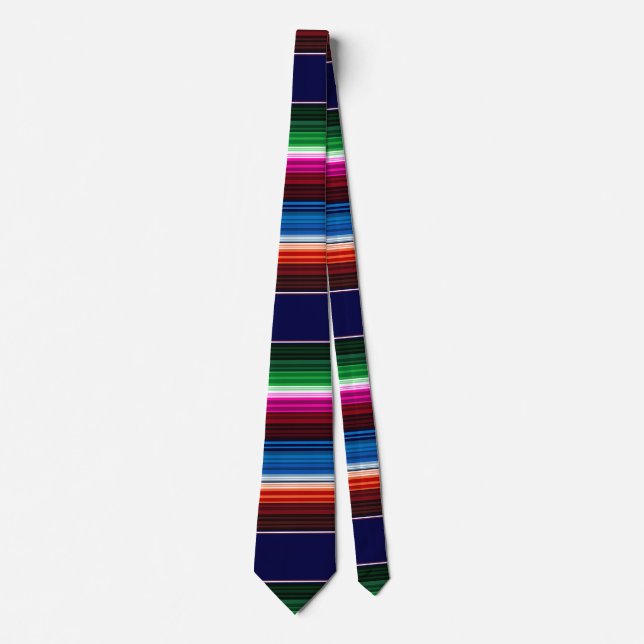Blue, Orange, Hot Pink, Green Mexican Sarape Neck Tie (Front)