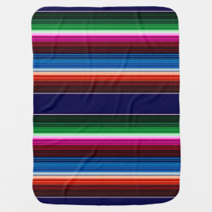 Blue, Orange, Hot Pink, Green Mexican Sarape Swaddle Blanket