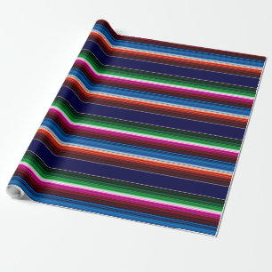 Blue, Orange, Hot Pink, Green Mexican Sarape Wrapping Paper