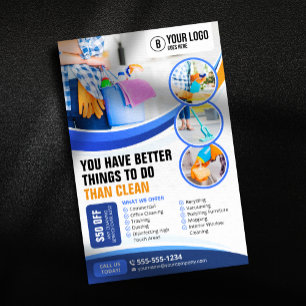 Blue Orange House Cleaning Janitorial Maid Service Flyer