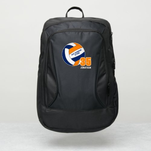 blue orange kids teens custom volleyball port authority backpack