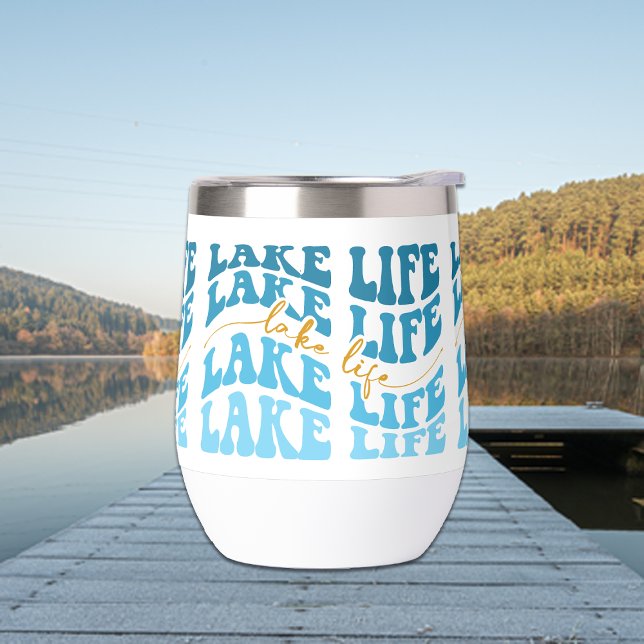 Blue Orange Lake Life Wave  Thermal Wine Tumbler (Creator Uploaded)