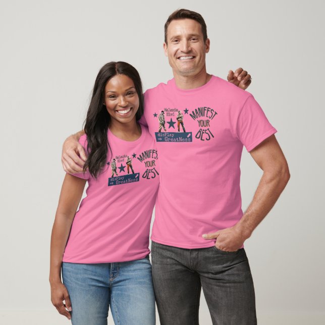 blue/orange Manifest your Best print T-Shirt (Unisex)