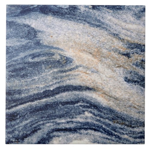 Blue Orange Marble Swirl Rock Photo Ceramic Tile