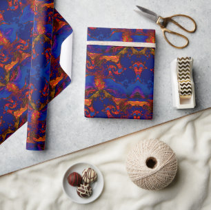 Blue & Orange Melt Print Wrapping Paper