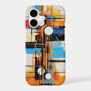 Blue Orange Mid Century Abstract Painting iPhone 17 Case