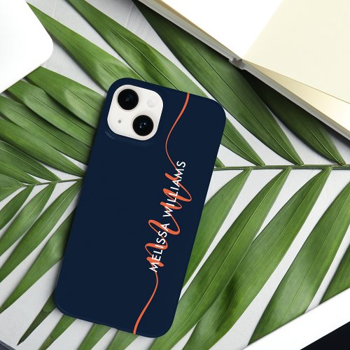 Blue  Orange Minimalist Monogram Name  Initials Case_Mate iPhone 14 Case