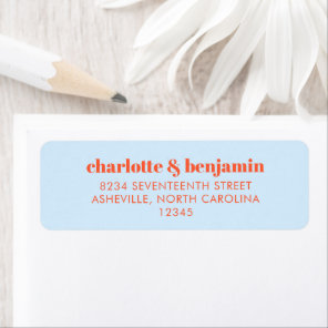 Blue Orange Modern Couple Return Address Label