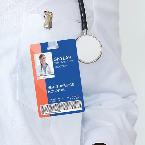 Blue  Orange Modern Design Medical Photo IDLogo Badge