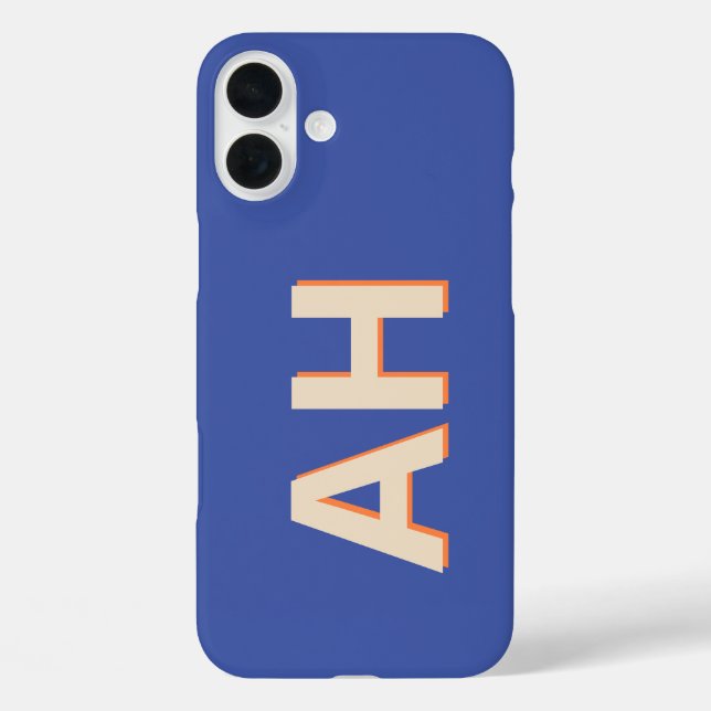 Blue Orange Monogram Modern Case-Mate iPhone Case (Back)