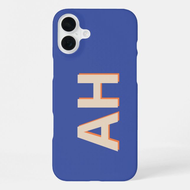 Blue Orange Monogram Modern Iphone Case (Back)