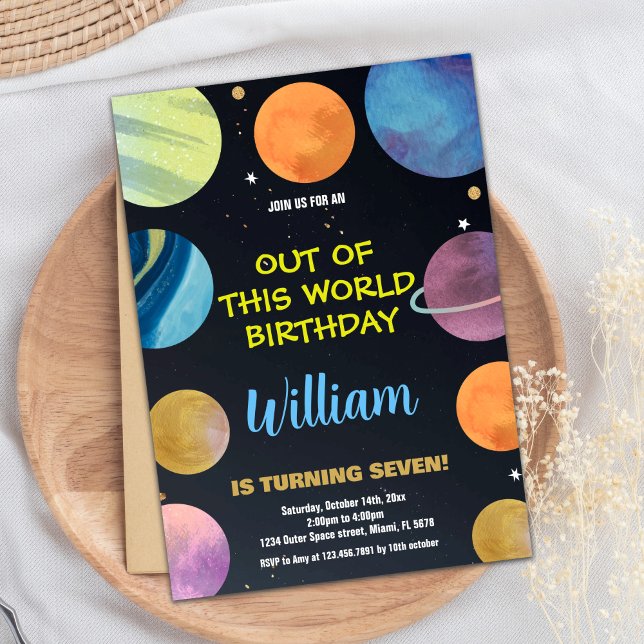 Blue Orange Outer Space Birthday Invitations (Blue Orange Outer Space Birthday Invitations)