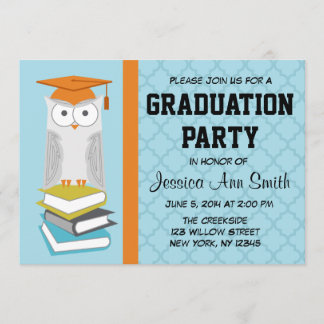 Blue/Orange Owl Graduation Announcement